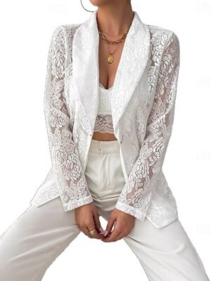 Fashion Regular Fit Plain Turndown Long Sleeve Blazer - Image 4