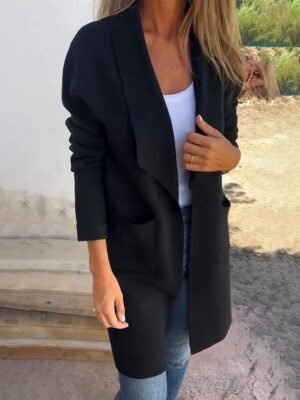 Fashion Regular Fit Plain Turndown Long Sleeve Cardigan - Image 4