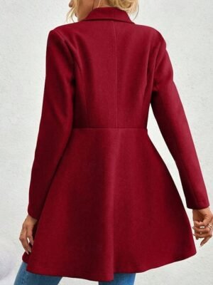 Fashion Regular Fit Plain Turndown Long Sleeve Long Coat - Image 4