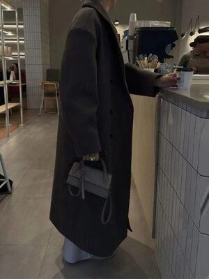 Fashion Regular Fit Plain Turndown Long Sleeve Long Coat - Image 4