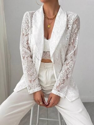 Fashion Regular Fit Plain Turndown Long Sleeve Blazer - Image 6