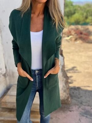 Fashion Regular Fit Plain Turndown Long Sleeve Cardigan - Image 7