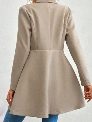 Fashion Regular Fit Plain Turndown Long Sleeve Long Coat - Image 8