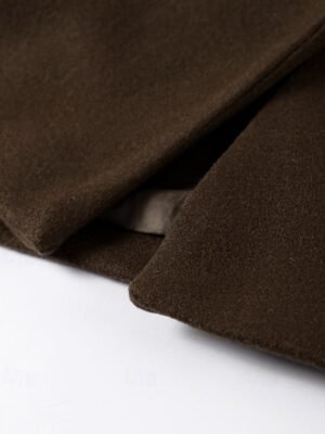 Fashion Regular Fit Plain Turndown Long Sleeve Long Coat - Image 9