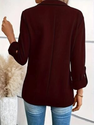 Fashion Regular Fit Plain Turndown Long Sleeve Blazer - Image 9