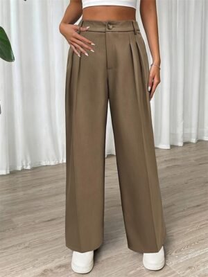 Fashion Regular Fit Plain Wide Leg Long Pants - Image 2