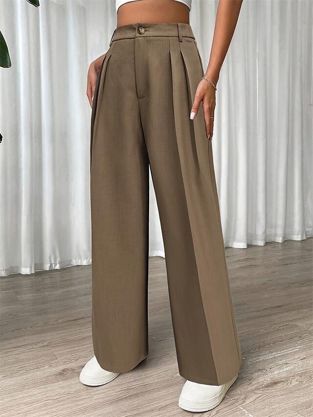 Fashion Regular Fit Plain Wide Leg Long Pants - Image 3
