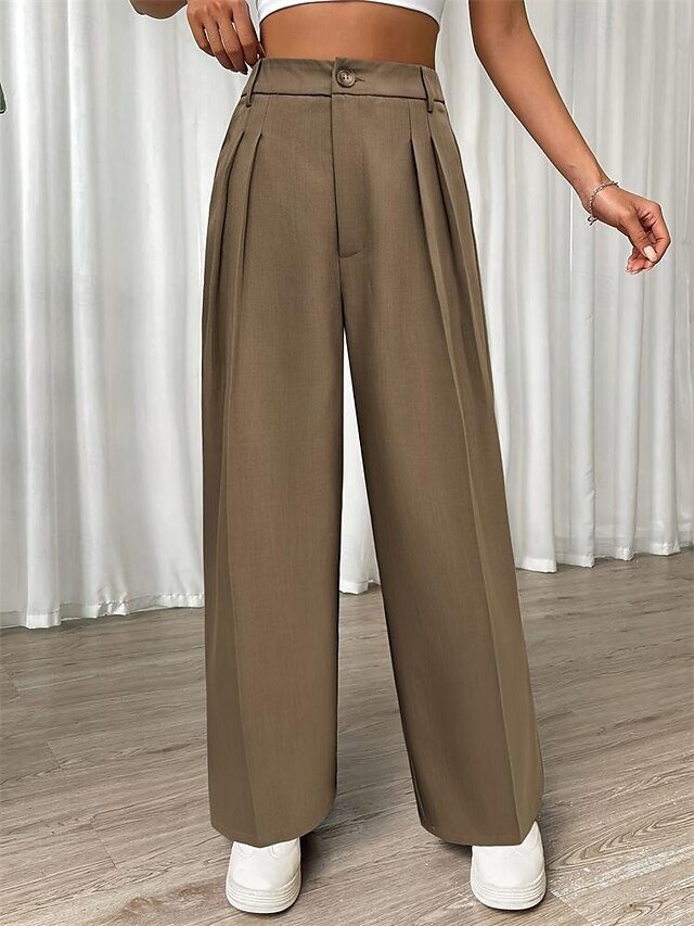 Fashion Regular Fit Plain Wide Leg Long Pants - Image 4