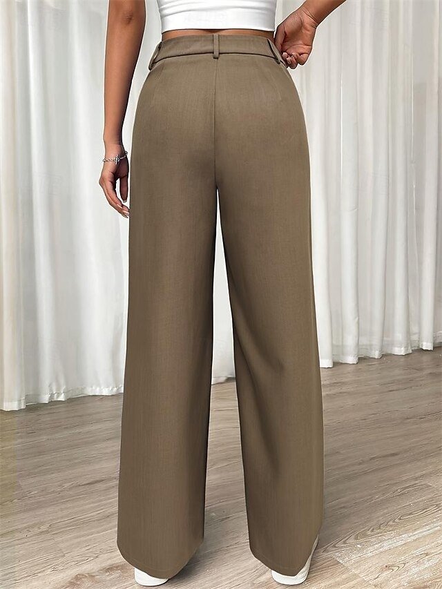 Fashion Regular Fit Plain Wide Leg Long Pants - Image 5