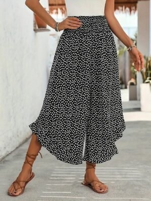 Fashion Regular Fit Polka Dot High Waist Full Length Chinos - Image 4
