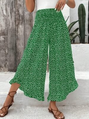 Fashion Regular Fit Polka Dot High Waist Full Length Chinos - Image 5