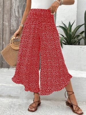 Fashion Regular Fit Polka Dot High Waist Full Length Chinos - Image 7