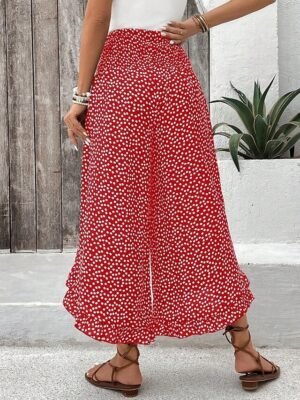 Fashion Regular Fit Polka Dot High Waist Full Length Chinos - Image 8
