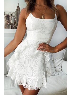 Fashion Regular Fit Pure Colour Spaghetti Strap Sleeveless Mini Dress - Image 15
