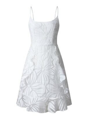 Fashion Regular Fit Pure Colour Spaghetti Strap Sleeveless Mini Dress - Image 2