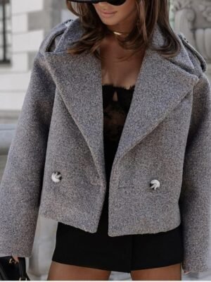 Fashion Regular Fit Solid Colour Button Long Sleeve Jacket - Image 4