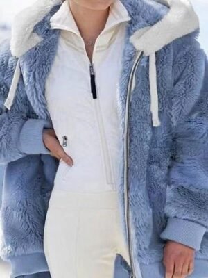 Fashion Regular Fit Solid Colour Hooded Long Sleeve Winter Coat - Image 2