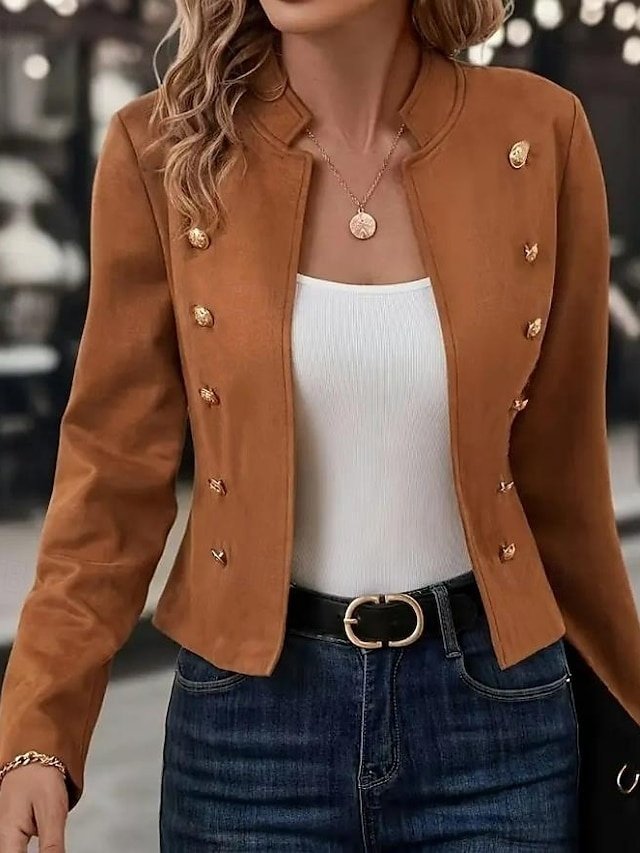 Fashion Regular Fit Solid Colour Long Sleeve Outdoor Blazer - Image 2