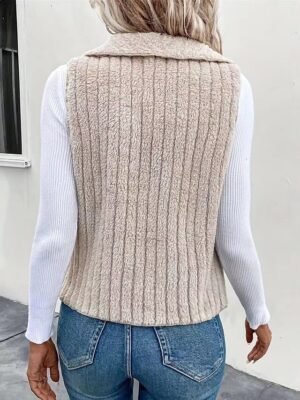 Fashion Regular Fit Solid Colour Sleeveless Outdoor Jacket - Image 3