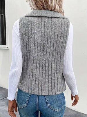 Fashion Regular Fit Solid Colour Sleeveless Outdoor Jacket - Image 7