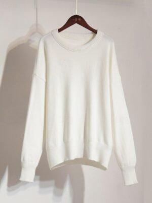 Fashion Regular Fit Solid Crew Neck Long Sleeve Knit Top - Image 11