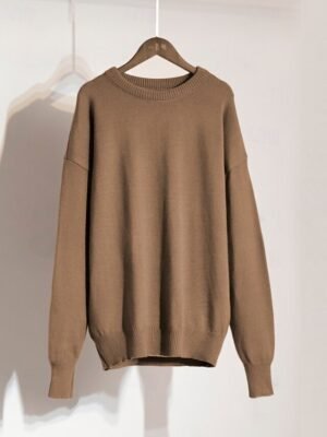 Fashion Regular Fit Solid Crew Neck Long Sleeve Knit Top - Image 15