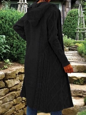 Fashion Regular Fit Solid Hooded Long Sleeve Long Cardigan - Image 7