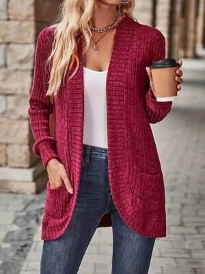 Fashion Regular Fit Solid Long Sleeve Knitting Jacket - Image 1