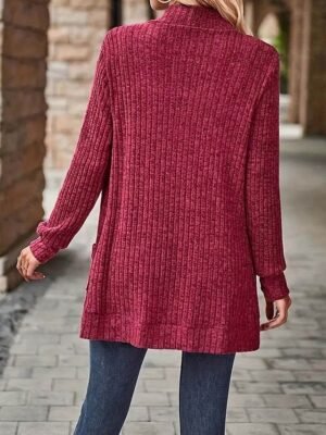 Fashion Regular Fit Solid Long Sleeve Knitting Jacket - Image 3