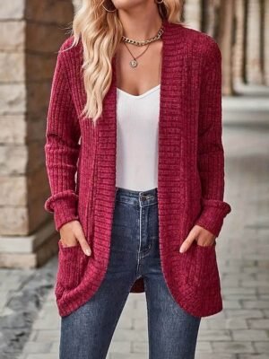 Fashion Regular Fit Solid Long Sleeve Knitting Jacket - Image 5