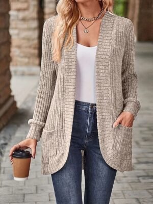 Fashion Regular Fit Solid Long Sleeve Knitting Jacket - Image 6