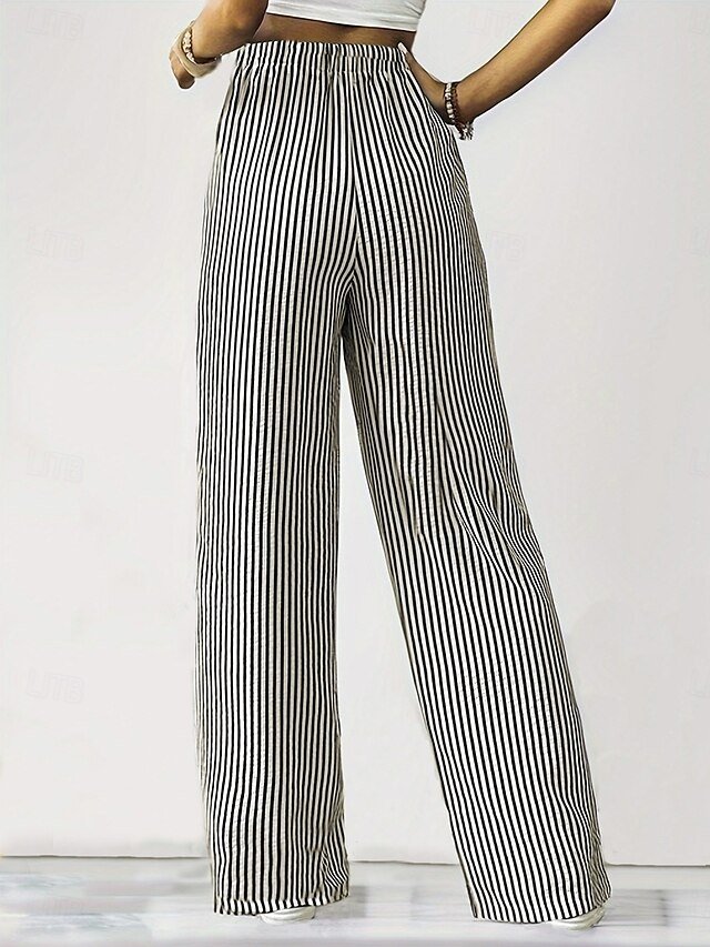 Fashion Regular Fit Striped Elastic Waistband Full Length Sweatpants - Image 2