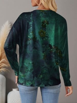 Fashion Regular Floral Round Neck Long Sleeve Top - Image 2