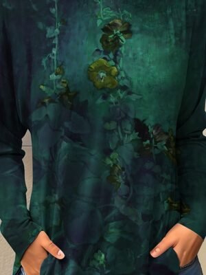 Fashion Regular Floral Round Neck Long Sleeve Top - Image 3
