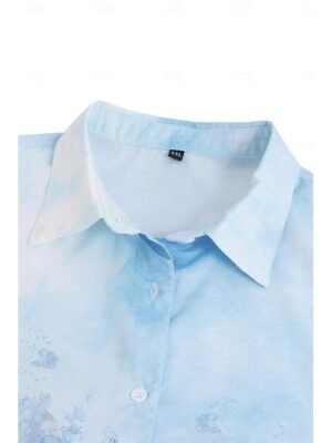 Fashion Regular Floral Shirt Collar Long Sleeve Blouse - Image 4