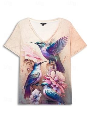 Fashion Regular Floral V Neck Short Sleeve Tops - Image 3