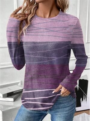 Fashion Regular Graphic Round Neck Long Sleeve Top - Image 8