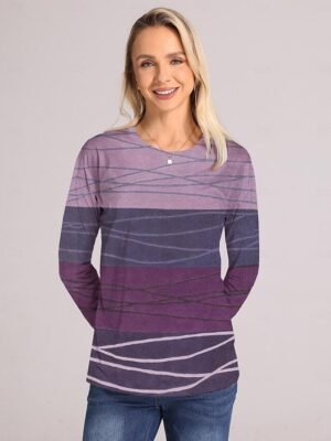 Fashion Regular Graphic Round Neck Long Sleeve Top - Image 9