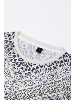 Fashion Regular Leopard Paisley Round Neck Long Sleeve Top - Image 6
