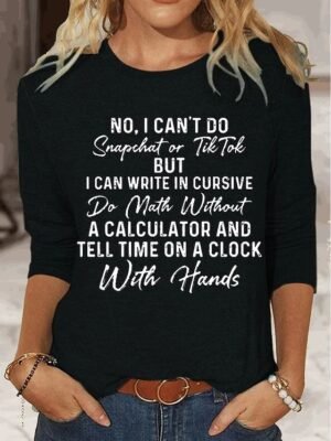 Fashion Regular Letter Crew Neck Long Sleeve Top - Image 2