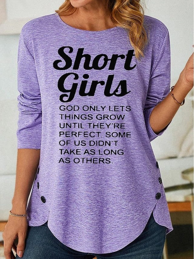 Fashion Regular Letter Round Neck Long Sleeve Top - Image 1