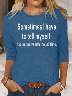 Fashion Regular Letter Round Neck Long Sleeve Top - Image 1