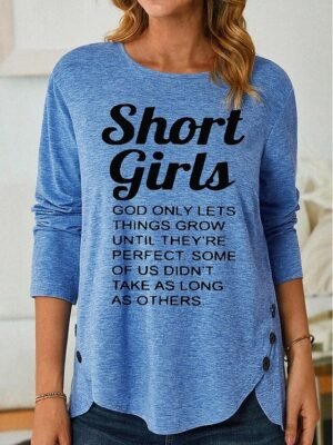 Fashion Regular Letter Round Neck Long Sleeve Top - Image 3