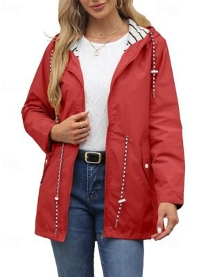 Fashion Regular Plain Hooded Long Sleeve Trench Coat - Image 1
