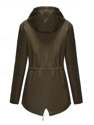 Fashion Regular Plain Hooded Long Sleeve Trench Coat - Image 10