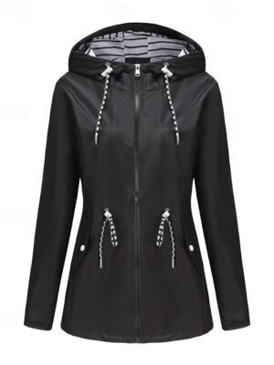 Fashion Regular Plain Hooded Long Sleeve Trench Coat - Image 11
