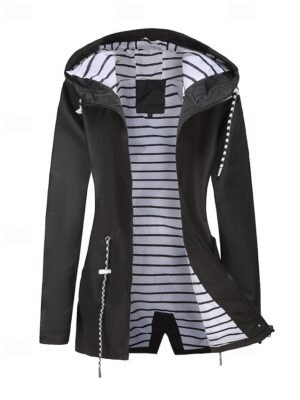 Fashion Regular Plain Hooded Long Sleeve Trench Coat - Image 12