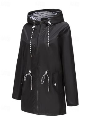 Fashion Regular Plain Hooded Long Sleeve Trench Coat - Image 13