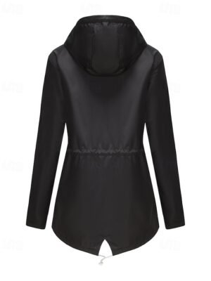 Fashion Regular Plain Hooded Long Sleeve Trench Coat - Image 14