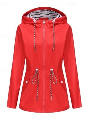 Fashion Regular Plain Hooded Long Sleeve Trench Coat - Image 2